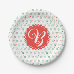 Red & Green Christmas tree Paper Plate