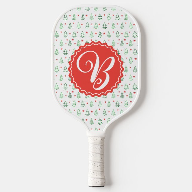 Red & Green Christmas tree  Pickleball Paddle (Front)