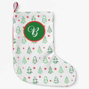 Red & Green Christmas tree  Small Christmas Stocking