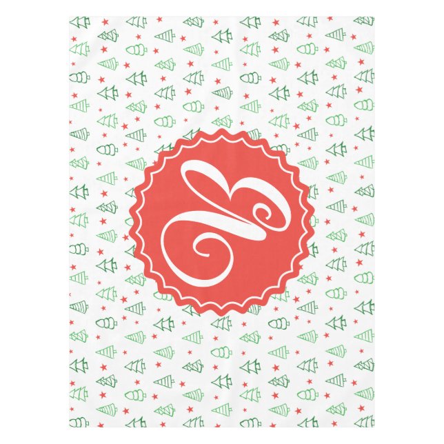 Red & Green Christmas tree  Tablecloth (Front)