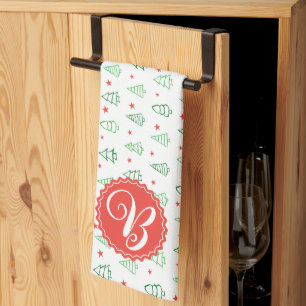 Red & Green Christmas tree Tea Towel