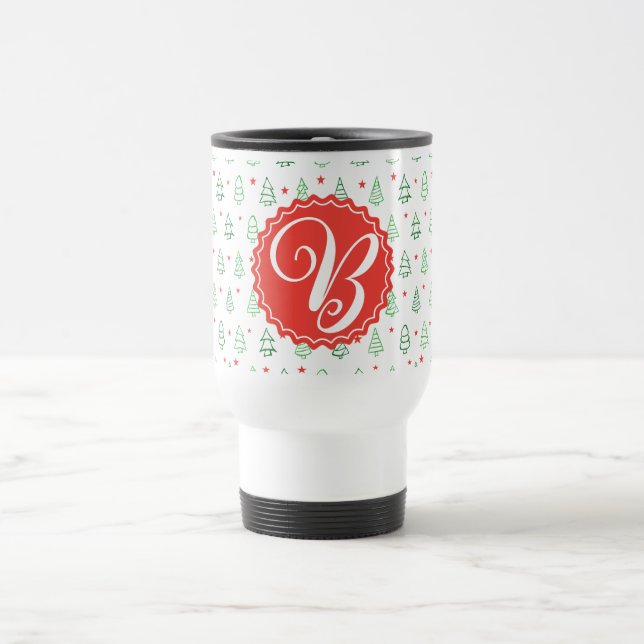 Red & Green Christmas tree  Travel Mug (Center)