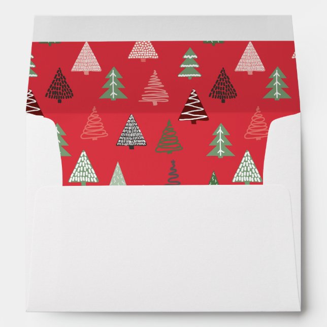 Red Green Christmas Trees Envelope (Back (Bottom))