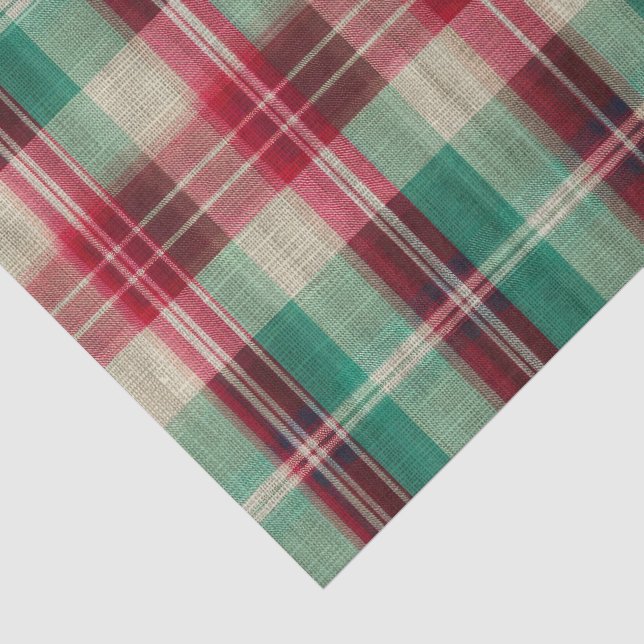 Red & Green Classic Holiday Plaid Tissue Paper (Detail)