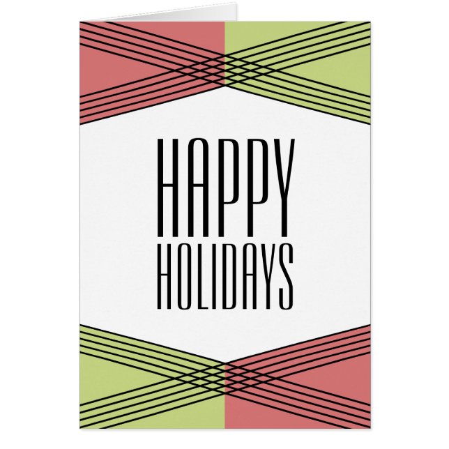 Red Green Colourful Deco Holiday Card (Front)