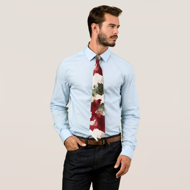 Red Green Cream Camo Tie (In Situ)