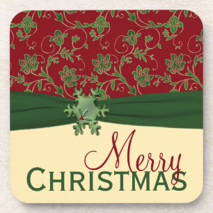 Red Green Cream Christmas Coaster Set (6)