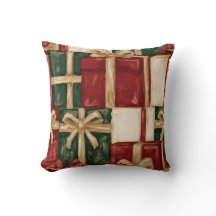 Red Green Cream Gift Gold Snowflakes Christmas
