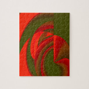 Red & Green Cubist Abstract Jigsaw Puzzle