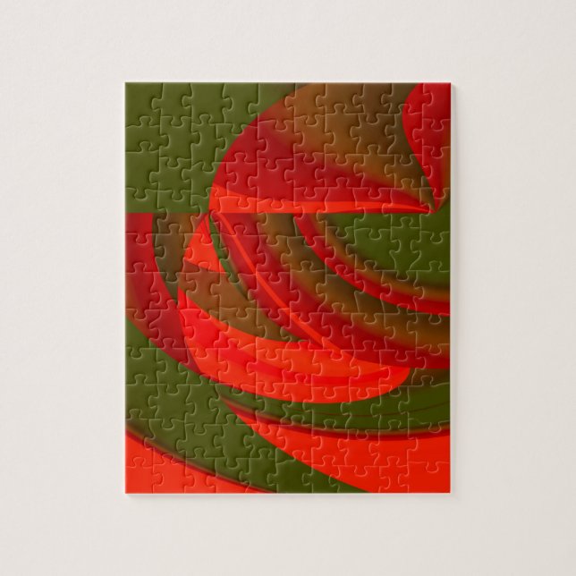 Red & Green Cubist Abstract Jigsaw Puzzle (Vertical)