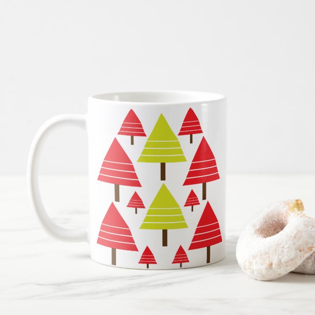 Red Green Cute Christmas Tree Coffee Mug (With Donut)