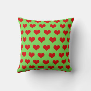 Red Green Cute Cosy Modern Romantic Chic Heart Cushion
