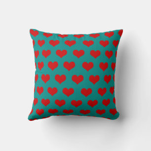 Red Green Cute Cosy Modern Romantic Chic Heart  Cushion