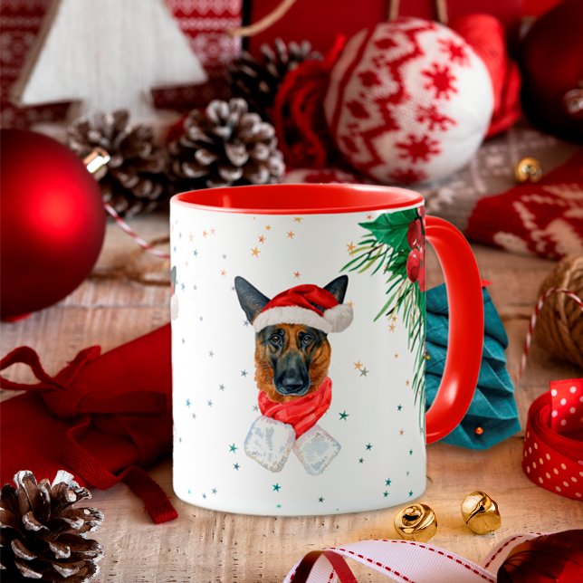 Red Green Cute German Shepherd Dog Onwer Christmas Mug (Creator Uploaded)
