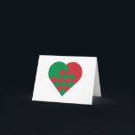 Red Green Danish Heart Holiday Card<br><div class="desc">Heart shape in red and green based on a traditional Danish design with a chequerboard woven look.</div>