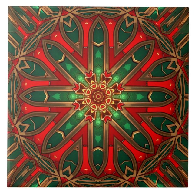 Red Green Decorative Ceramic Tile (Front)