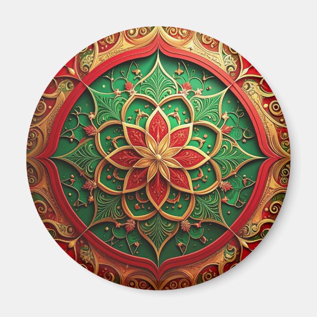 Red Green Decorative Christmas Holiday Magnet (Front)