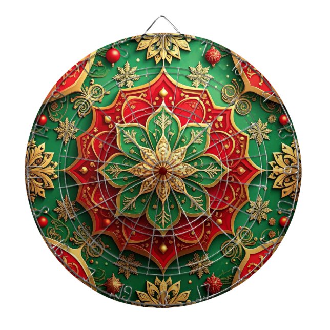 Red Green Decorative Floral Dartboard (Front)