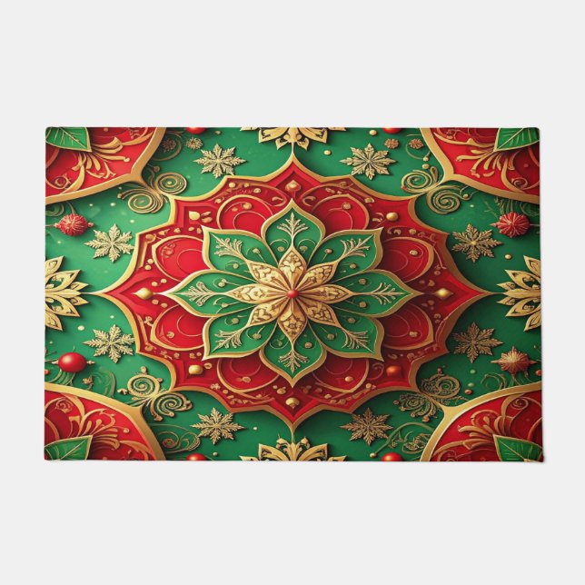Red Green Decorative Holiday Doormat (Front)