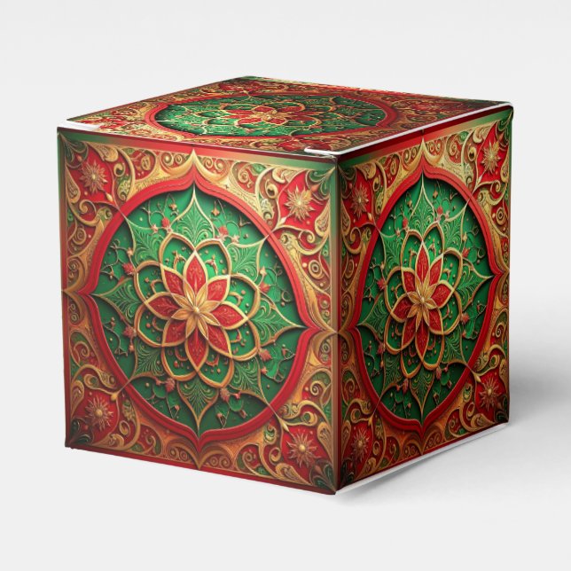 Red Green Decorative Holiday Favor Box (Front Side)
