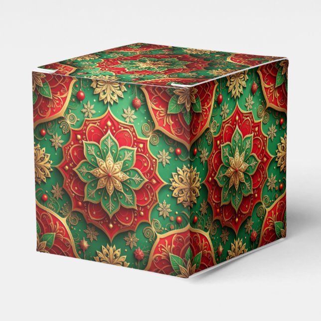Red Green Decorative Holiday Favor Box (Front Side)