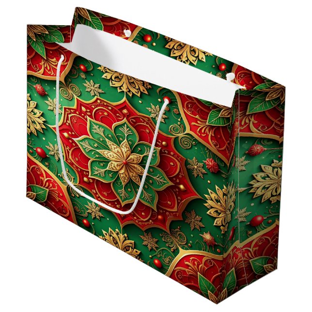 Red Green Decorative Holiday Gift Bag (Front Angled)
