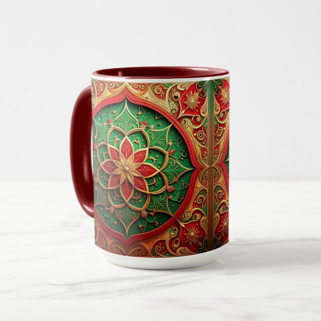 Red Green Decorative Holiday Mug (Front Left)