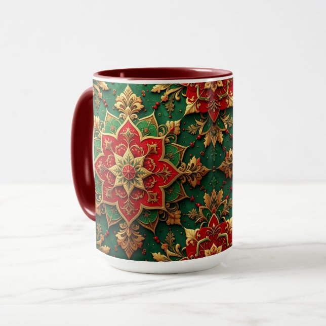 Red Green Decorative Holiday Mug (Front Left)