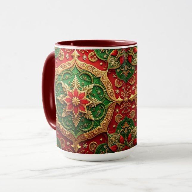 Red Green Decorative Holiday Mug (Front Left)