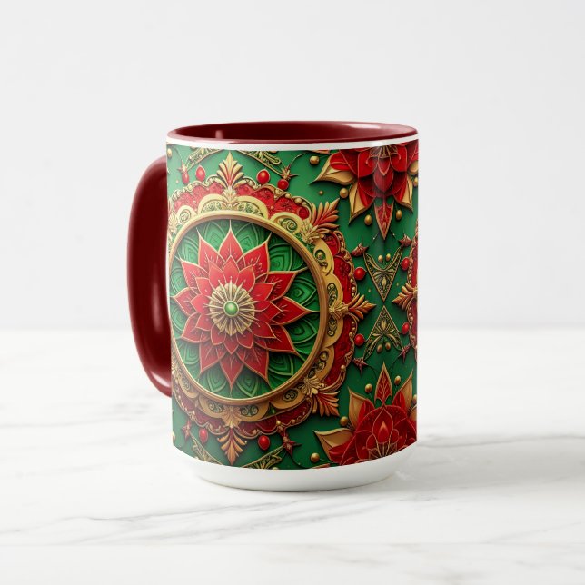 Red Green Decorative Holiday Mug (Front Left)