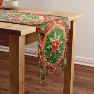 Red Green Decorative Holiday Table Runner