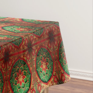 Red Green Decorative Holiday Tablecloth