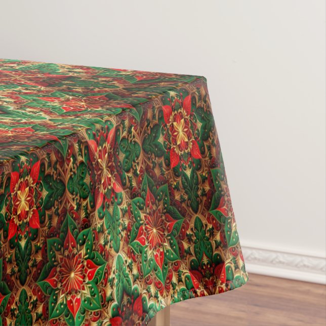 Red Green Decorative Holiday Tablecloth (In Situ)