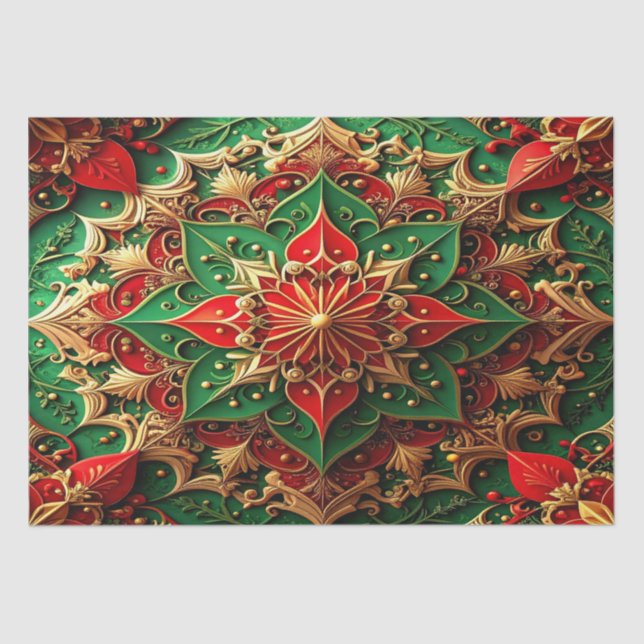 Red Green Decorative Holiday Tissue Paper (Front)