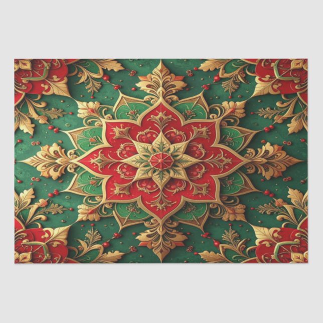 Red Green Decorative Holiday Tissue Paper (Front)