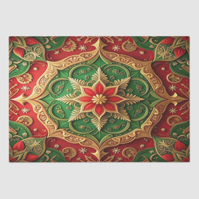Red Green Decorative Holiday Tissue Paper (Front)