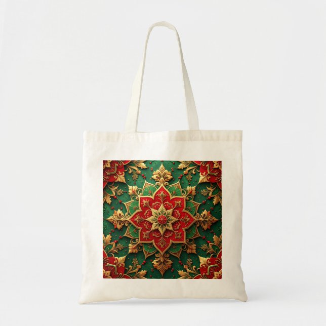 Red Green Decorative Holiday Tote Bag (Front)