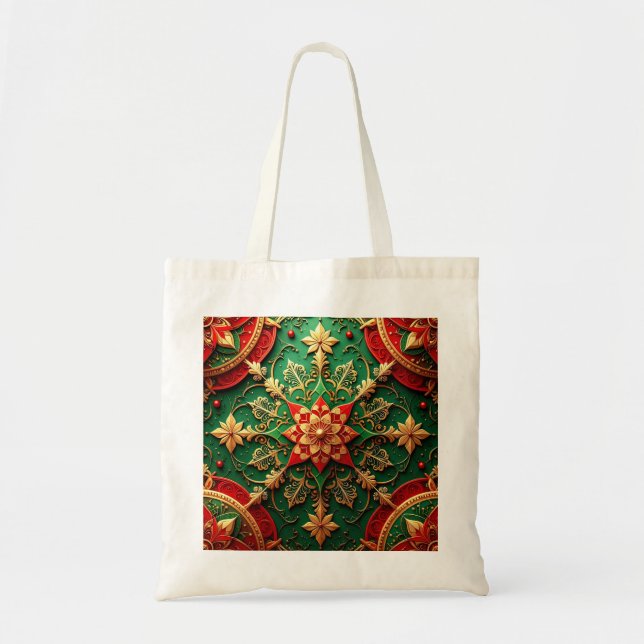 Red Green Decorative Holiday Tote Bag (Front)