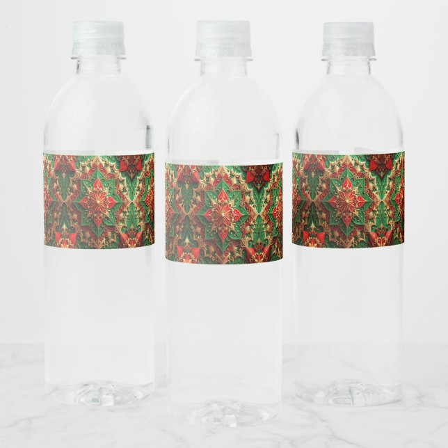 Red Green Decorative Holiday Water Bottle Label (Bottles)