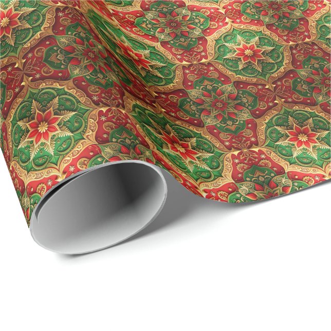Red Green Decorative Holiday Wrapping Paper (Roll Corner)