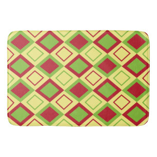 Red Green Diamond Geometric Bath Mat