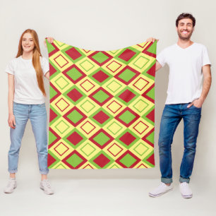 Red Green Diamond Geometric Fleece Blanket