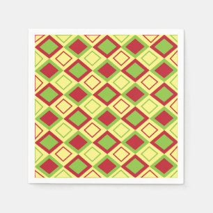 Red Green Diamond Geometric Party Napkin