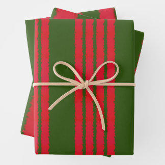 Red Green Dot Stripe Pattern Wrapping Paper Sheet