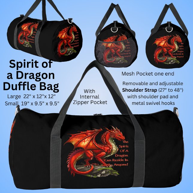 Red Green Dragon,  Spirit Can Reside in Anyone Duffle Bag (Creator Uploaded)