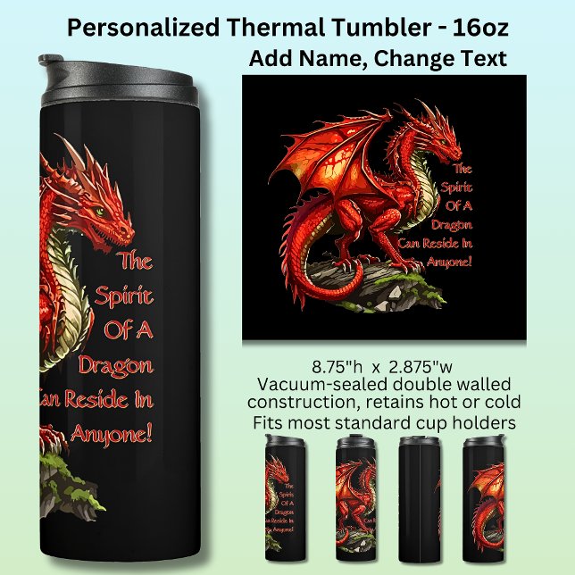 Red Green Dragon,  Spirit Can Reside in Anyone Thermal Tumbler (Creator Uploaded)