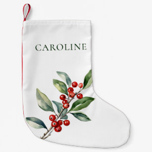 Red Green Elegant Christmas Botanical Reversible Small Christmas Stocking