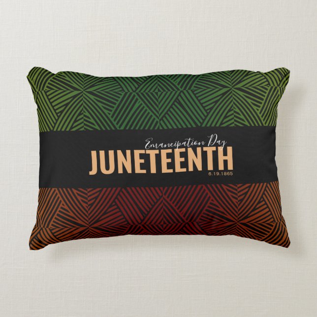 Red Green Emancipation Day June 19 JUNETEENTH Decorative Cushion (Front)