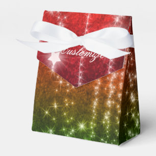 Red & Green Falling Stars Holiday Tent Favour Box