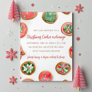 Red Green Festive Cookie Exchange Christmas Party Invitation
